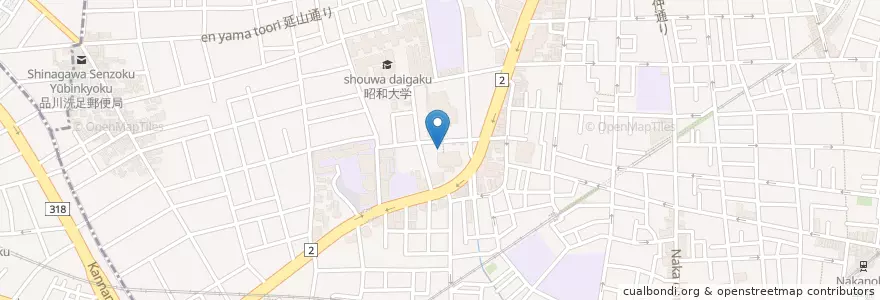 Mapa de ubicacion de 昭和大学（歯学部） en Japonya, 東京都, 品川区.