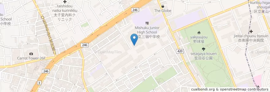 Mapa de ubicacion de 昭和女子大学附属昭和幼稚園 en Jepun, 東京都, 世田谷区.