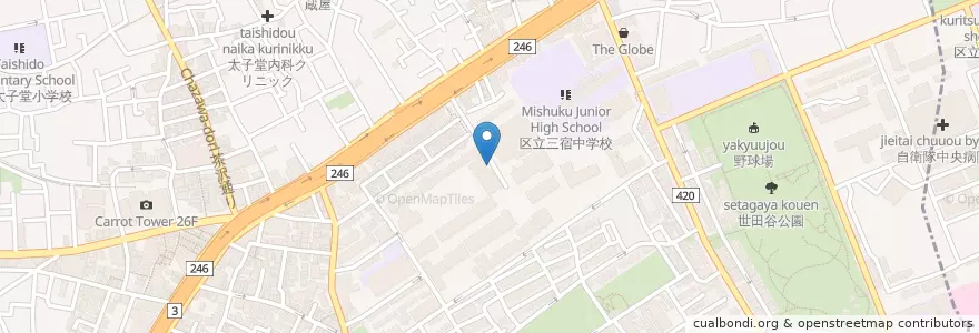 Mapa de ubicacion de 昭和女子大学（人間文化学部） en Japonya, 東京都, 世田谷区.