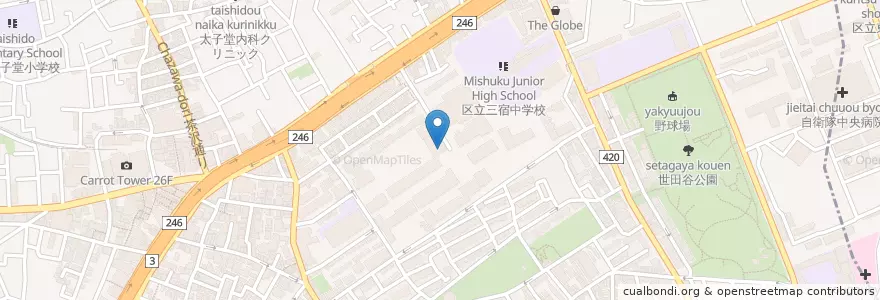 Mapa de ubicacion de 昭和女子大学（人間社会学部） en ژاپن, 東京都, 世田谷区.