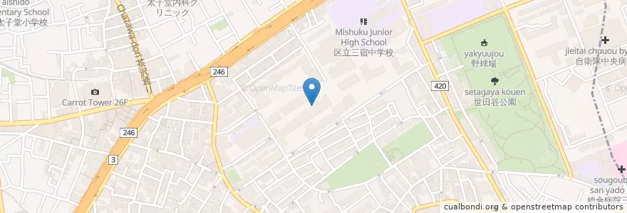 Mapa de ubicacion de 昭和女子大学（生活科学部） en Jepun, 東京都, 世田谷区.