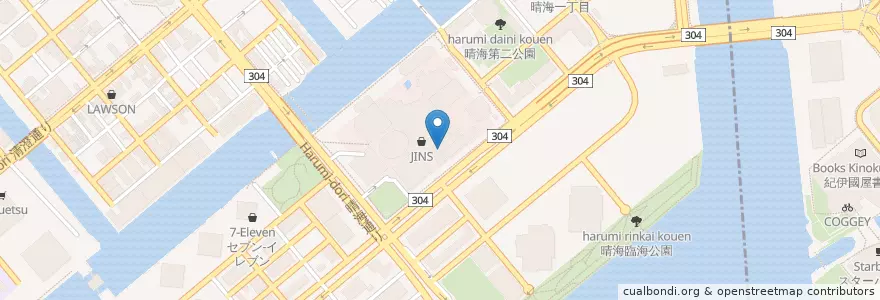 Mapa de ubicacion de 晴海トリトンスクエア郵便局 en Япония, Токио, Кото, Тюо.