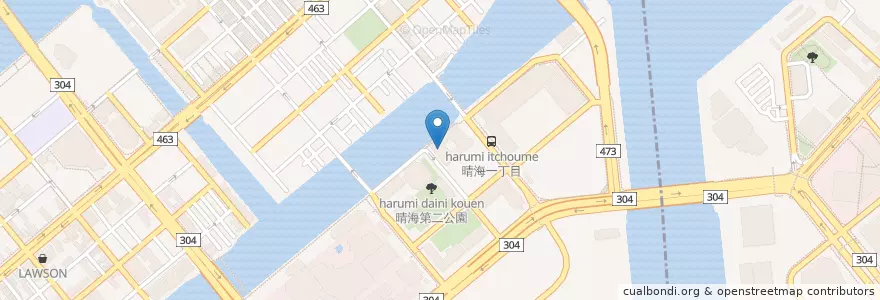 Mapa de ubicacion de 晴海保育園 en 일본, 도쿄도, 江東区, 中央区.