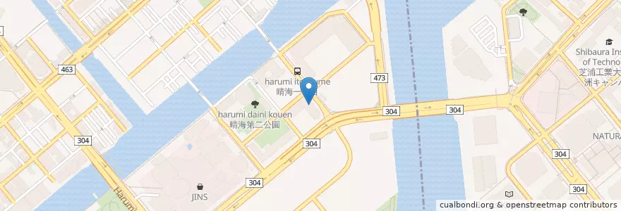 Mapa de ubicacion de 晴海幼稚園 en Japão, Tóquio, 江東区, 中央区.