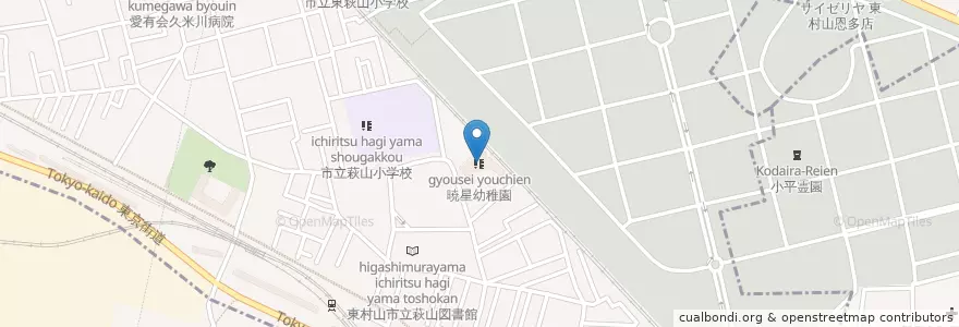 Mapa de ubicacion de 暁星幼稚園 en Япония, Токио, Хигасимураяма.
