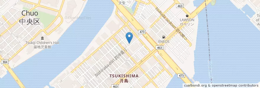 Mapa de ubicacion de 月島幼稚園 en Japan, Tokio, 中央区.