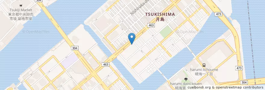 Mapa de ubicacion de 月島第一幼稚園 en Japão, Tóquio, 中央区.