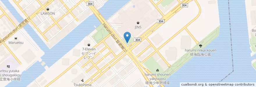 Mapa de ubicacion de 月島警察署晴海三丁目交番 en 日本, 東京都, 江東区, 中央区.