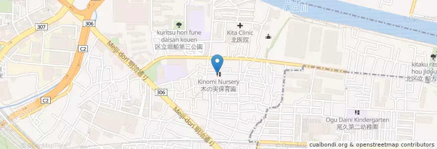 Mapa de ubicacion de 木の実保育園 en Japonya, 東京都, 北区.