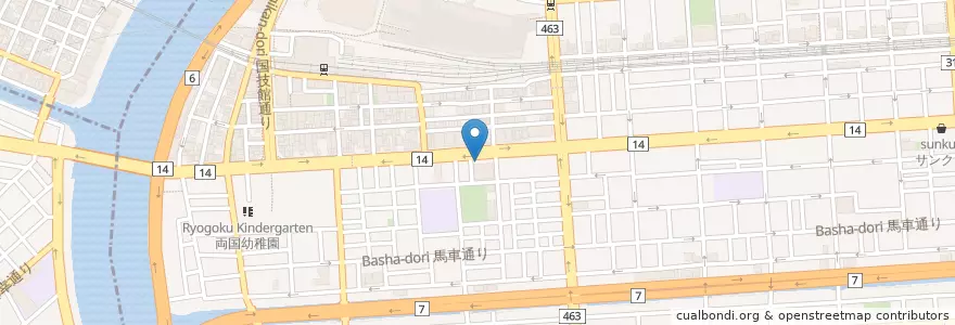 Mapa de ubicacion de 両国交番 en Japon, Tokyo, 墨田区.