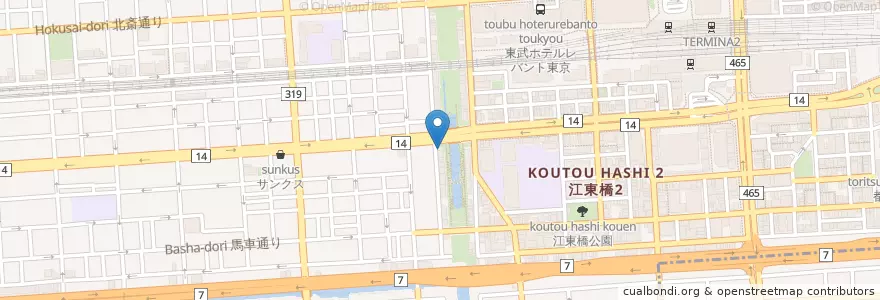 Mapa de ubicacion de 本所警察署江東橋交番 en Japão, Tóquio, 墨田区.