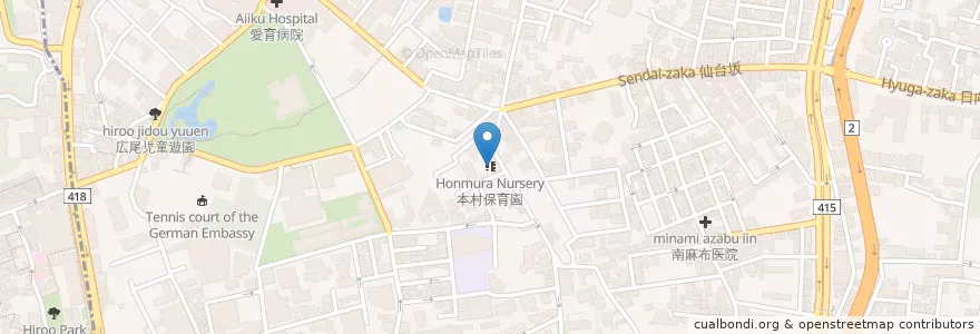 Mapa de ubicacion de 本村保育園 en 日本, 東京都, 港区.