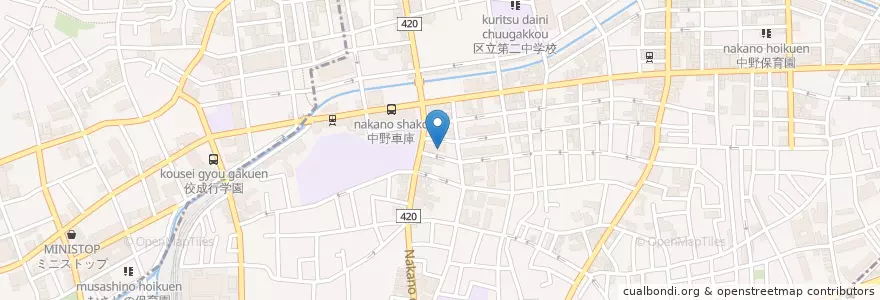 Mapa de ubicacion de 本郷保育園 en Jepun, 東京都, 中野区.