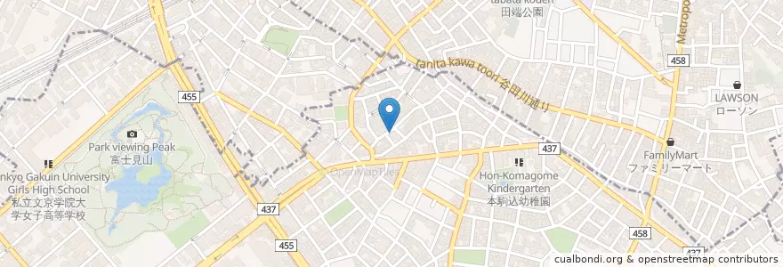 Mapa de ubicacion de 本駒込保育園 en 日本, 東京都.