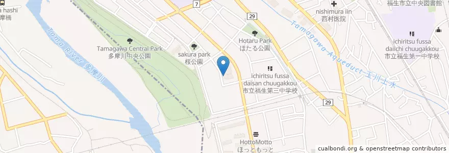 Mapa de ubicacion de 杉ノ子第二保育園 en ژاپن, 東京都, 福生市.