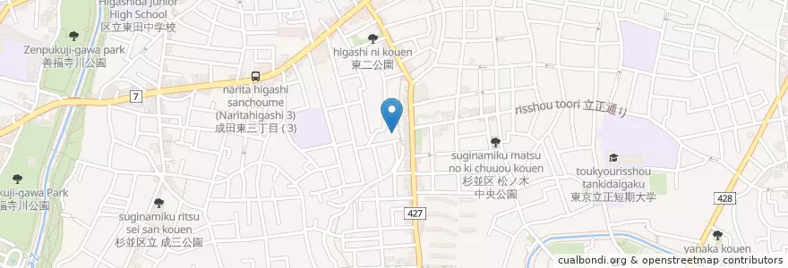 Mapa de ubicacion de 杉並ゆりかご保育園 en Japón, Tokio, Suginami.