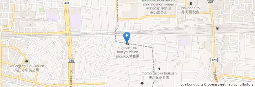 Mapa de ubicacion de 杉並央文幼稚園 en Japan, Tokio, 中野区.
