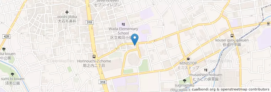 Mapa de ubicacion de 杉並聖堂前郵便局 en 일본, 도쿄도, 杉並区.