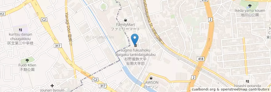 Mapa de ubicacion de 杉野服飾大学（服飾学部） en Japón, Tokio, Shinagawa.