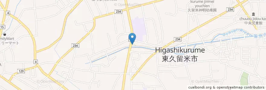 Mapa de ubicacion de 東久留米中央町郵便局 en Japón, Tokio, Higashikurume.