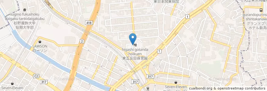Mapa de ubicacion de 東五反田保育園 en Jepun, 東京都, 品川区.