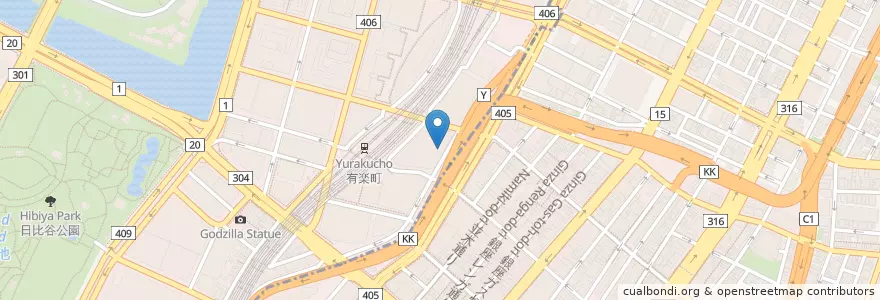 Mapa de ubicacion de 東京交通会館内郵便局 en Japonya, 東京都.