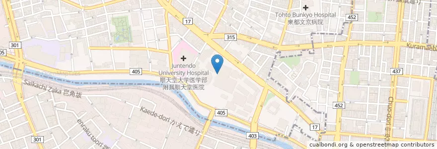 Mapa de ubicacion de 東京医科歯科大学医学部附属病院 en اليابان, 東京都, 文京区, 千代田区.