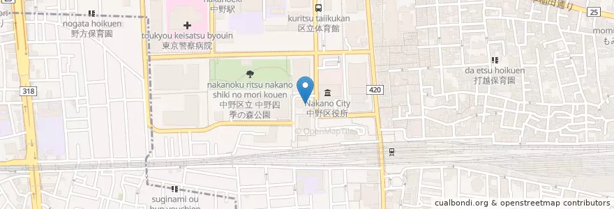 Mapa de ubicacion de 東京国税局中野税務署 en Japon, Tokyo, 中野区.