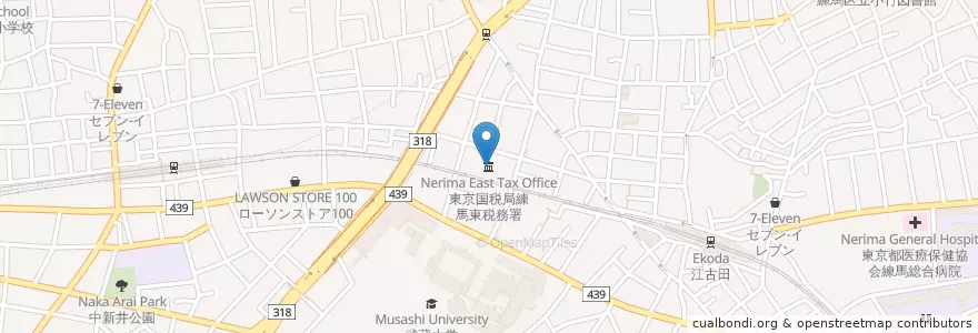 Mapa de ubicacion de 東京国税局練馬東税務署 en Japan, 東京都, 練馬区.