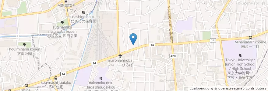 Mapa de ubicacion de 東京地方裁判所東京簡易裁判所中野分室 en Japan, 東京都, 中野区.