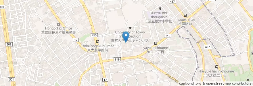 Mapa de ubicacion de 東京大学（農学部） en 日本, 東京都, 文京区.