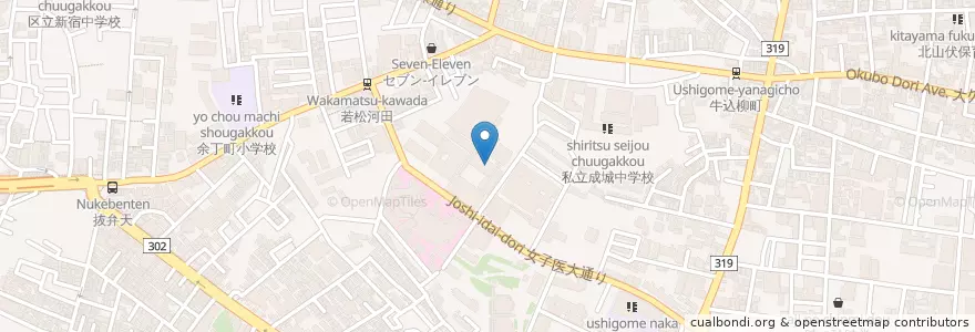 Mapa de ubicacion de 東京女子医科大学（医学部） en اليابان, 東京都, 新宿区.