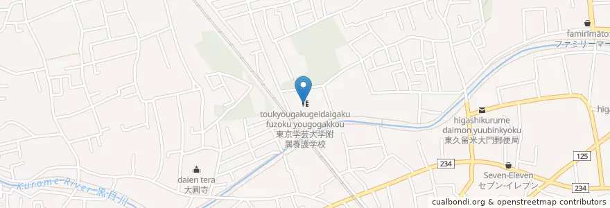 Mapa de ubicacion de 東京学芸大学附属養護学校 en 日本, 東京都, 東久留米市.