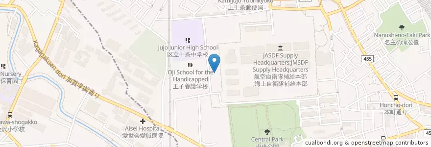 Mapa de ubicacion de 東京成徳短期大学 en Japonya, 東京都, 北区.