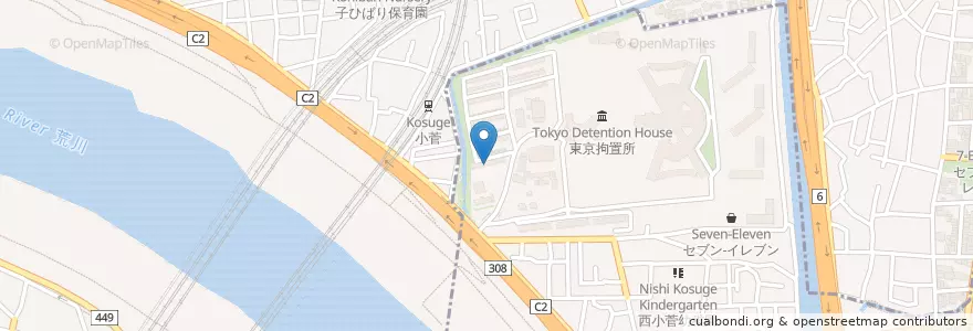 Mapa de ubicacion de 東京拘置所医務部病院 en 일본, 도쿄도.