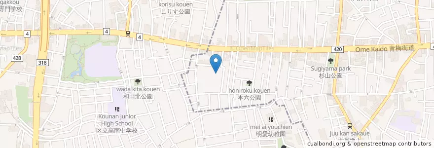 Mapa de ubicacion de 東京文化幼稚園 en Jepun, 東京都, 中野区.