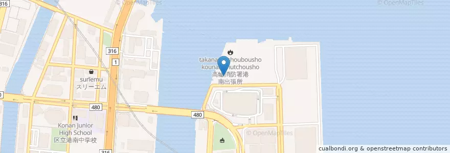 Mapa de ubicacion de 東京水上警察署 en Japan, 東京都, 港区.