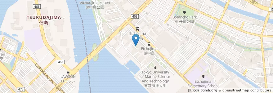 Mapa de ubicacion de 東京海洋大学（海洋工学部） en ژاپن, 東京都, 江東区.
