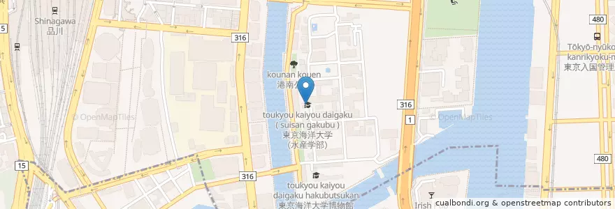 Mapa de ubicacion de 東京海洋大学（海洋科学部） en 日本, 東京都.