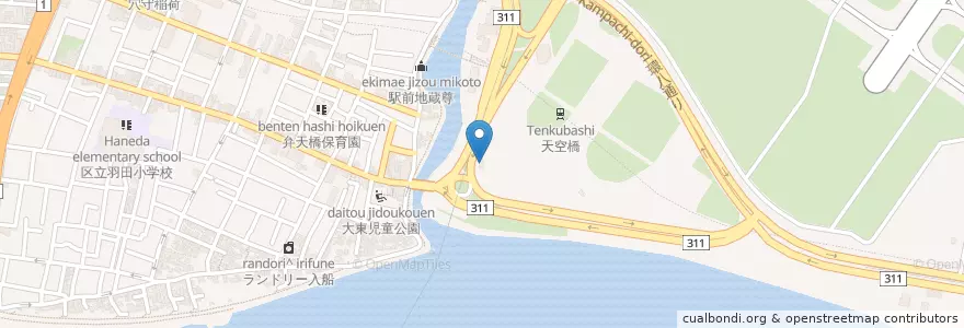 Mapa de ubicacion de 東京空港警察署弁天橋交番 en 日本, 東京都, 大田区.
