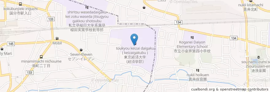 Mapa de ubicacion de 東京経済大学（現代法学部） en Japón, Tokio.