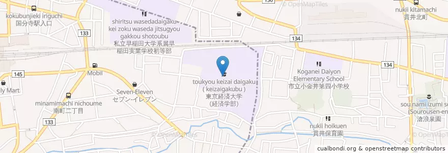 Mapa de ubicacion de 東京経済大学（経営学部） en Japón, Tokio.