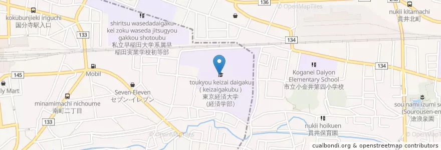 Mapa de ubicacion de 東京経済大学（経済学部） en Japan, Tokio.