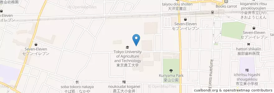 Mapa de ubicacion de 東京農工大学（工学部） en Giappone, Tokyo, 小金井市.