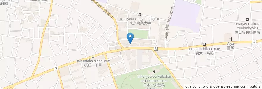Mapa de ubicacion de 東京農業大学短期大学部 en Japan, Tokyo, Setagaya.