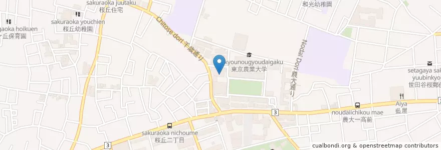 Mapa de ubicacion de 東京農業大学（国際食料情報学部） en Giappone, Tokyo, 世田谷区.