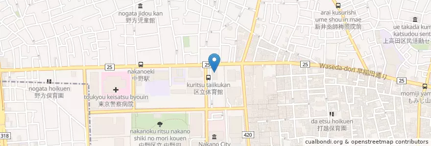 Mapa de ubicacion de 東京都主税局中野都税事務所 en Japon, Tokyo, 中野区.