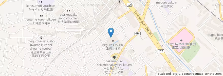 Mapa de ubicacion de 東京都主税局目黒都税事務所 en 日本, 東京都, 目黒区.