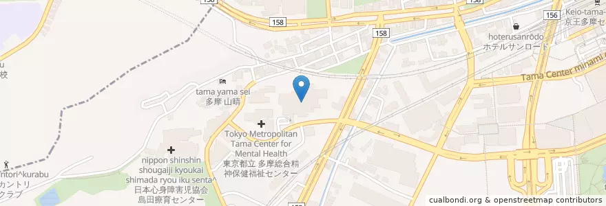 Mapa de ubicacion de 多摩南部地域病院 en Japón, Tokio, Hachioji.
