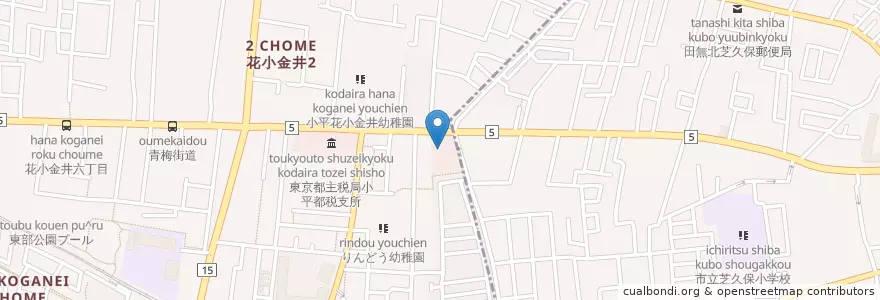 Mapa de ubicacion de 東京都多摩小平保健所 en Japon, Tokyo, 小平市.